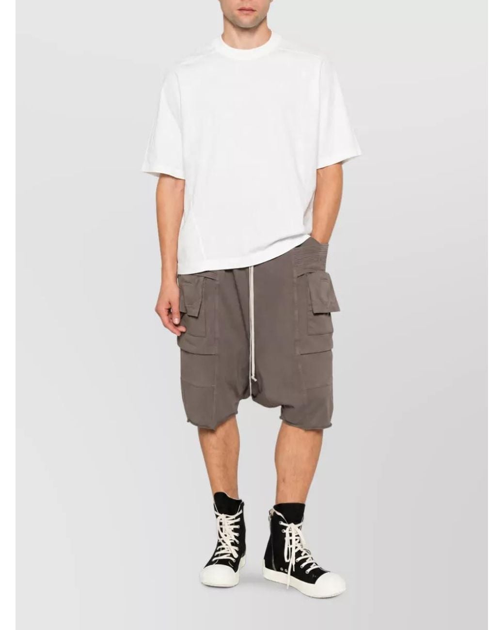 Rick Owens White Ribbed Cotton Short-Sleeve T-Shirt for men
