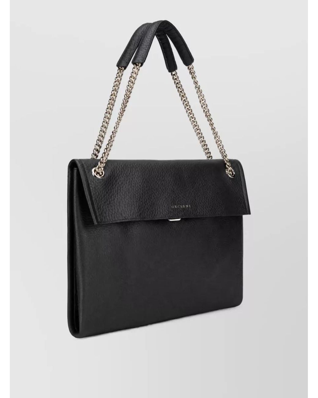 Orciani Black Leather Venus Midi Shoulder Bag