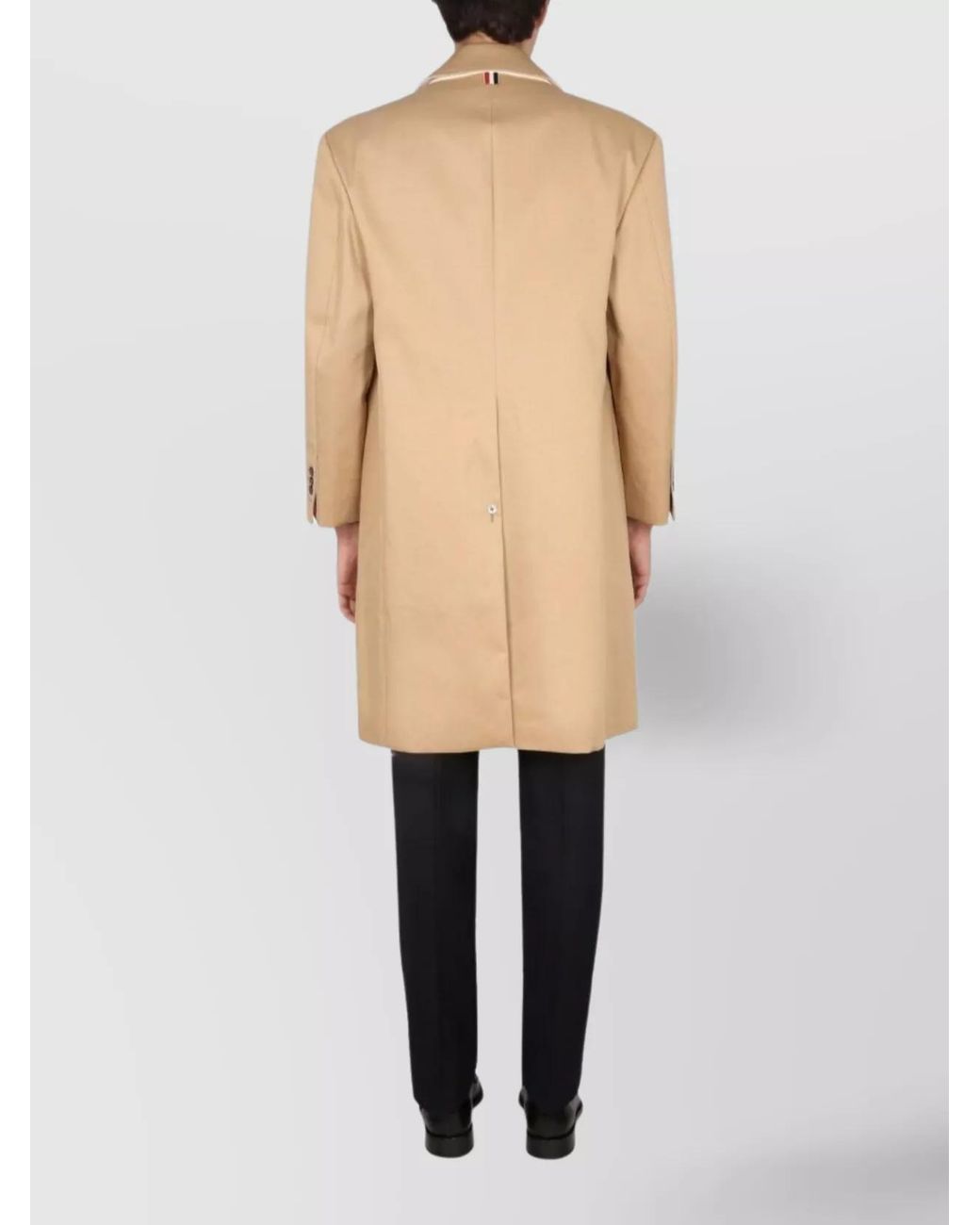 Thom Browne Natural Cotton Single Breasted Coat for men