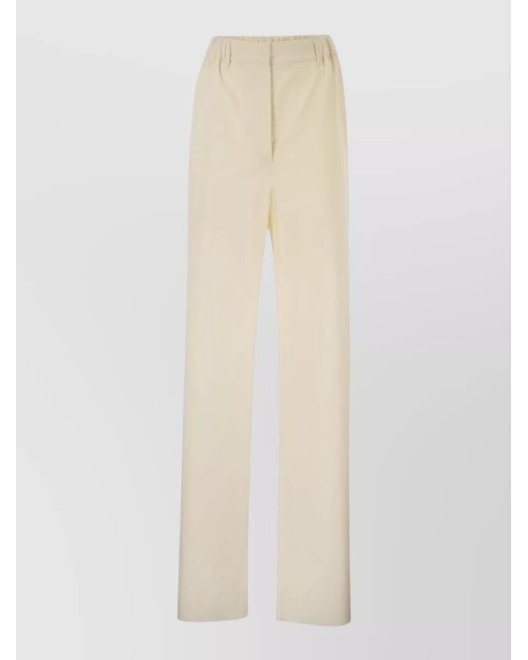 Max Mara White Virgin Wool Straight-Leg Trousers