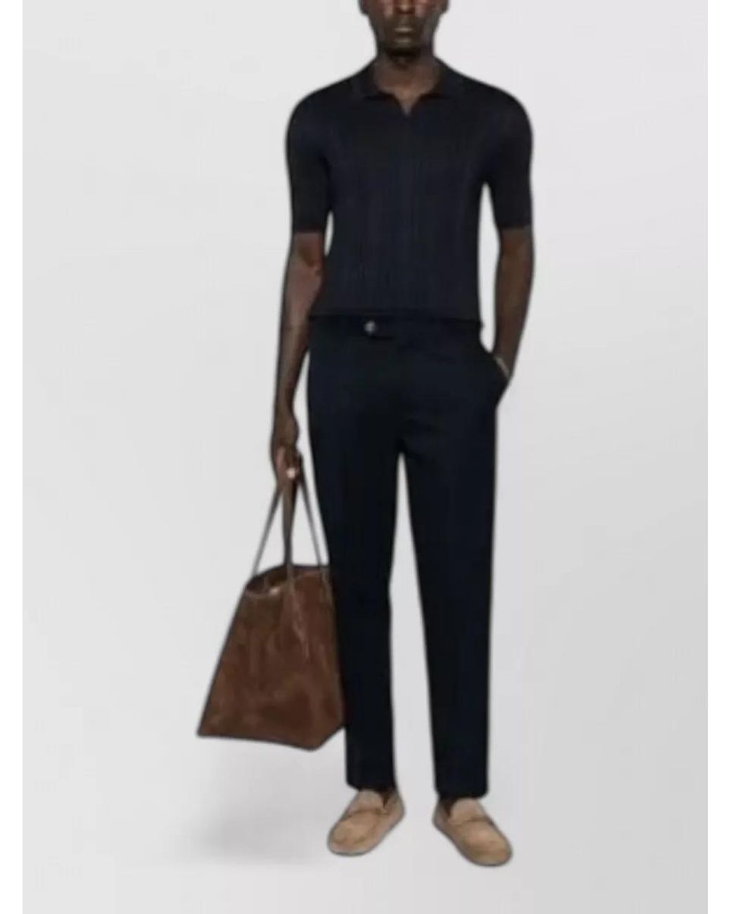 Tagliatore Black Silk Polo Shirt for men