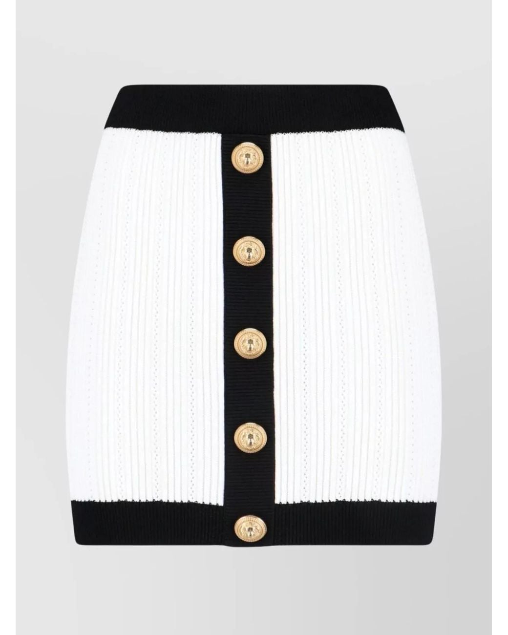 Balmain Black Ribbed Knit Two Tone Mini Skirt