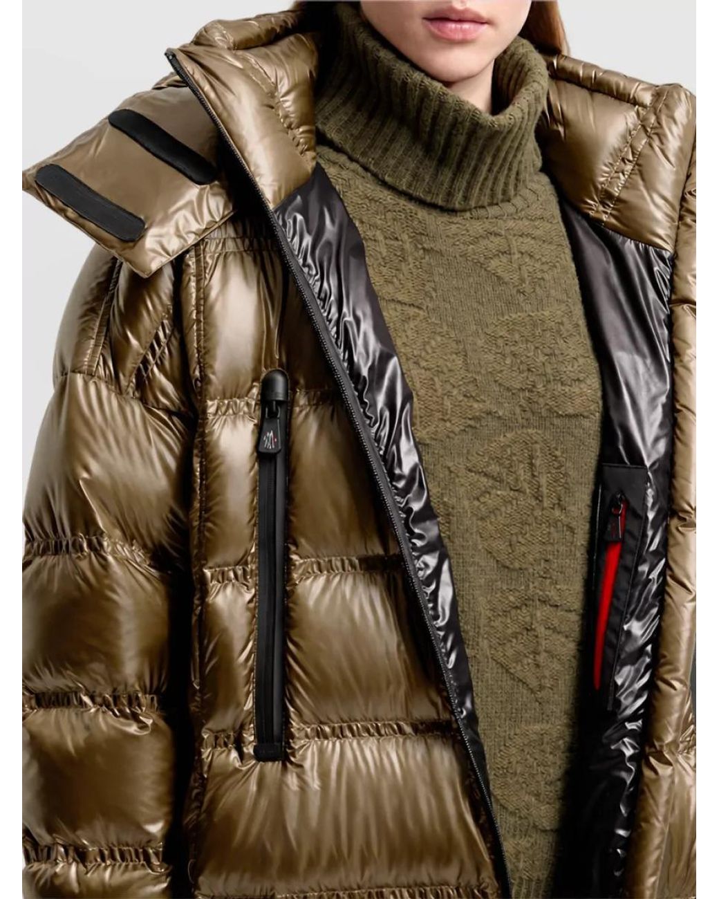 Moncler Green Down Hooded Long Parka Coat