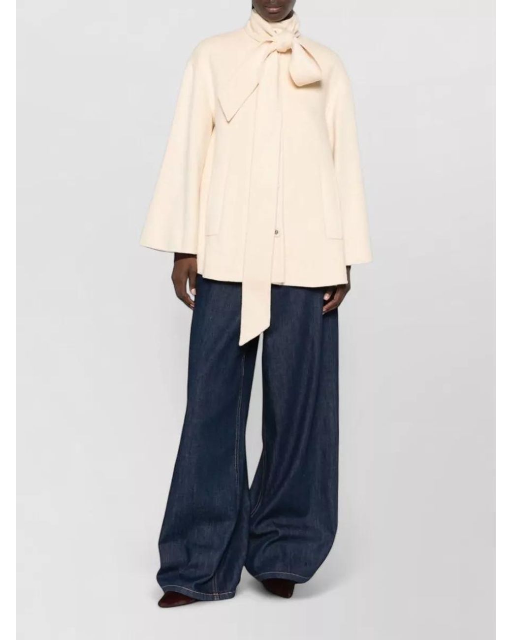 Zimmermann Natural Pussy-Bow Wool Blend Fitted Jacket
