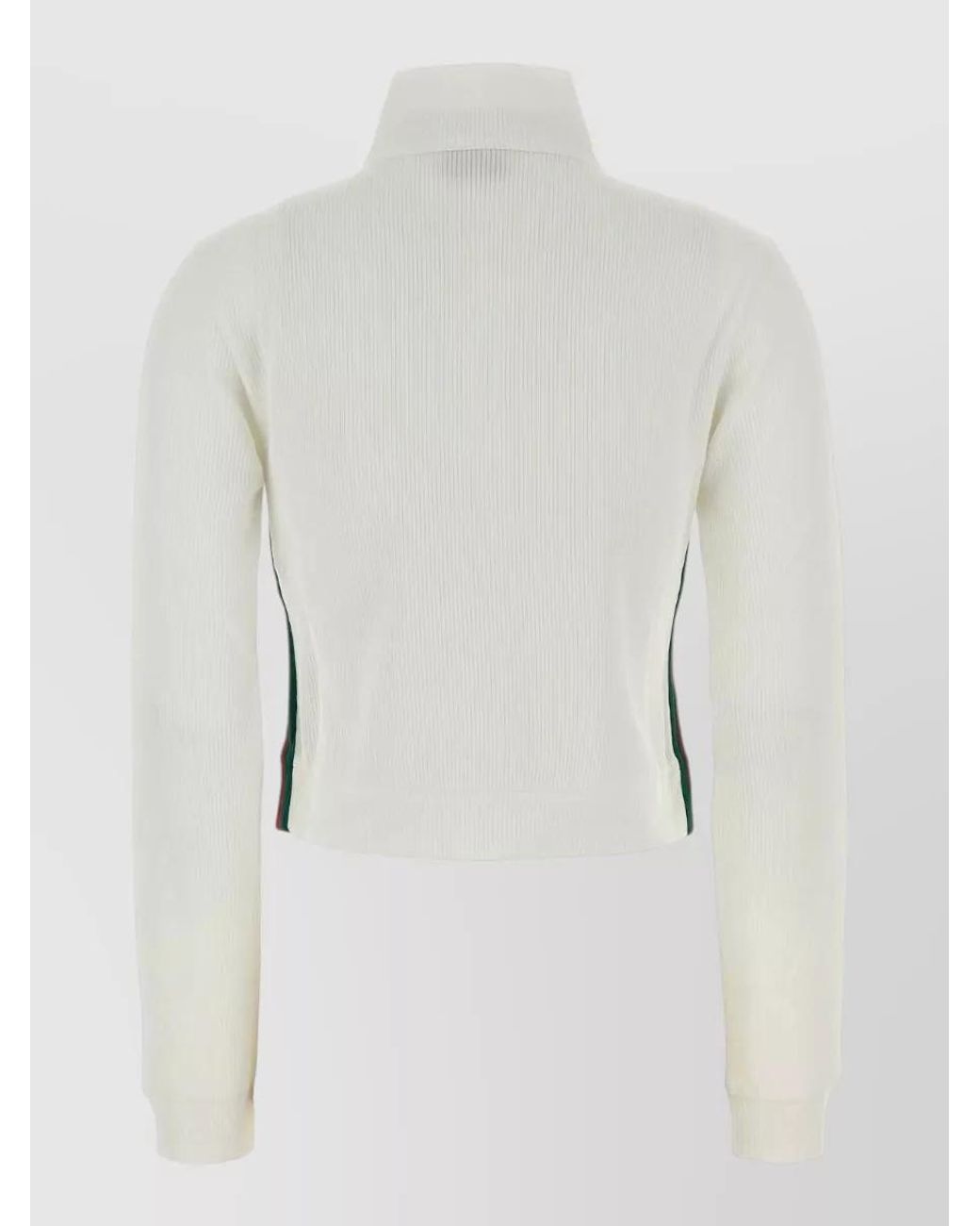 Gucci White Ribbed High-Neck Zip Sweatshirt