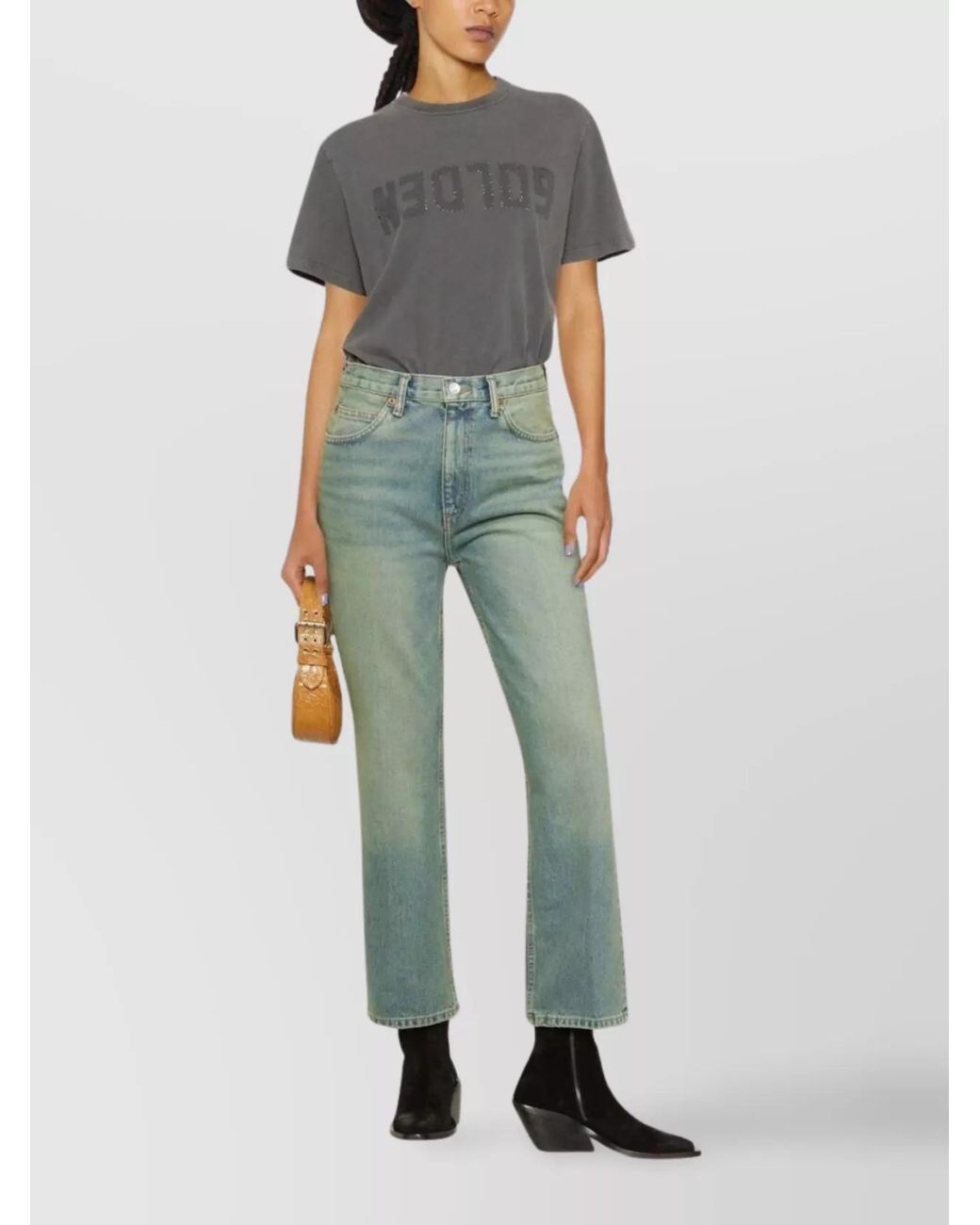 Golden Goose Deluxe Brand Gray Crew Neck Graphic Print Top