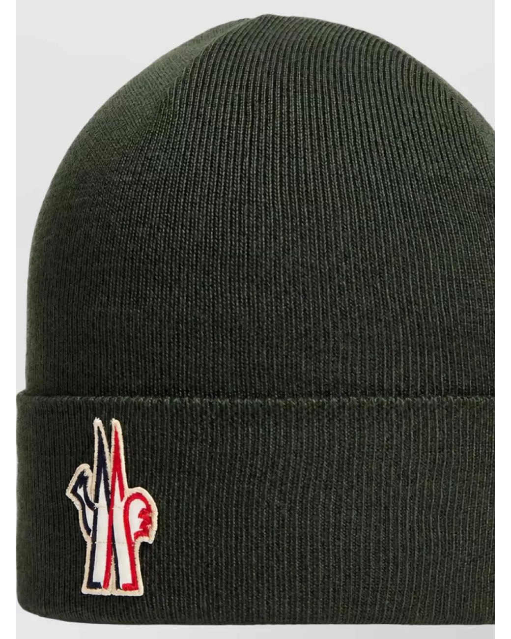 Moncler Green Ribbed Wool Beanie for men