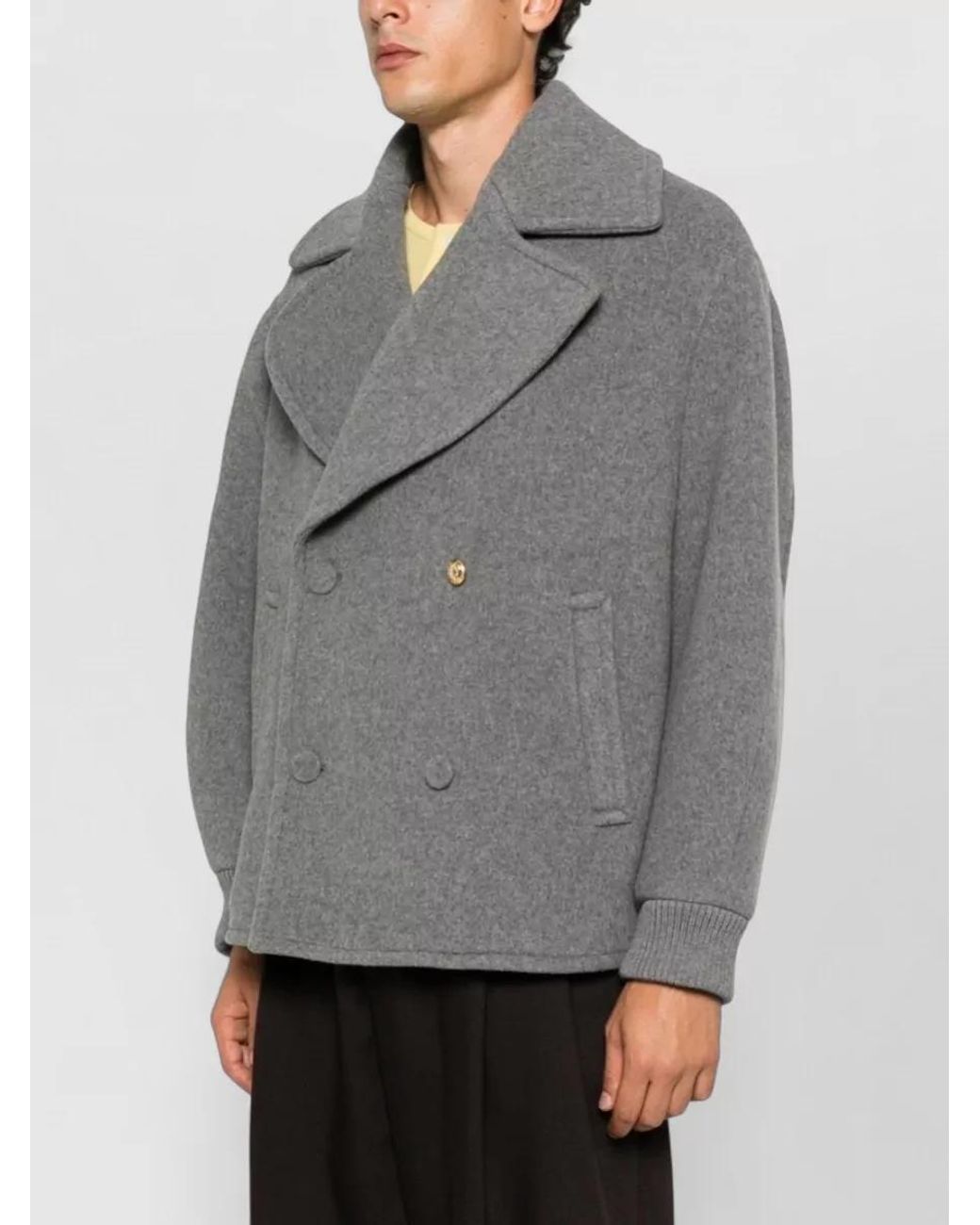 Moschino Gray Double Breasted Coat for men