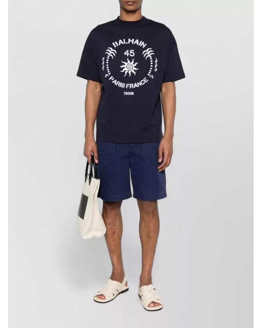 Balmain Blue Short-Sleeve T-Shirt for men