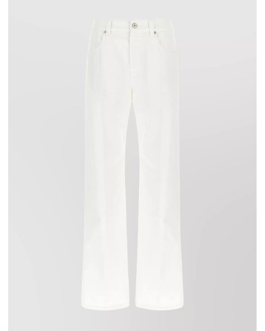 Brunello Cucinelli White Denim High-Rise Straight-Leg Jeans