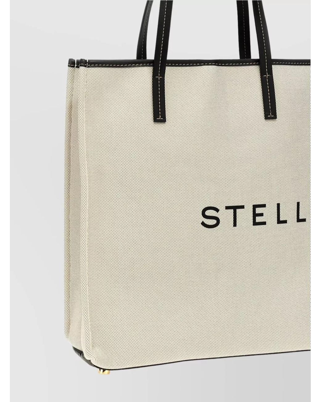 Stella McCartney Natural Stella Logo Large Canvas Tote Bag