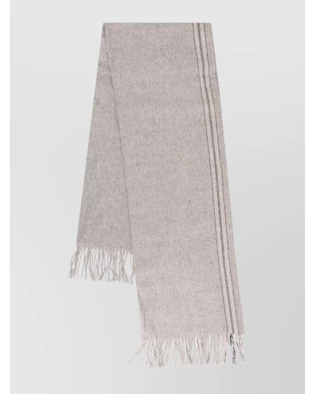 Brunello Cucinelli White Detail Striped Luxurious Silk Scarf for men