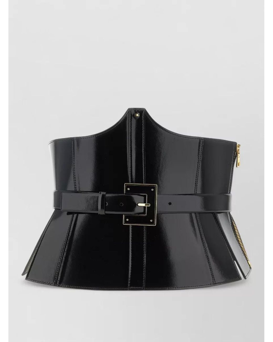 Elisabetta Franchi Black Leather Corset Belt