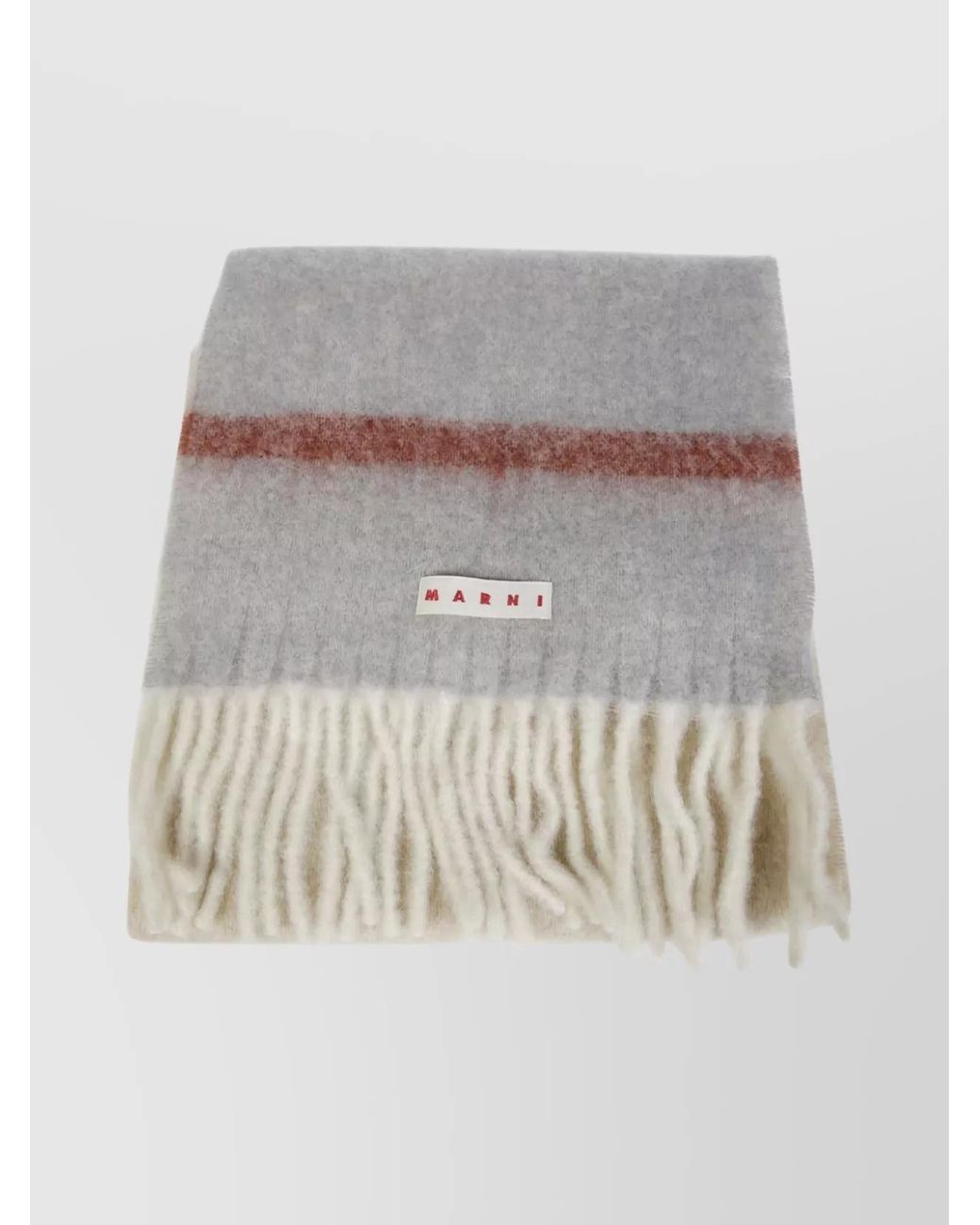 Marni Gray Striped Mohair Blend Scarf