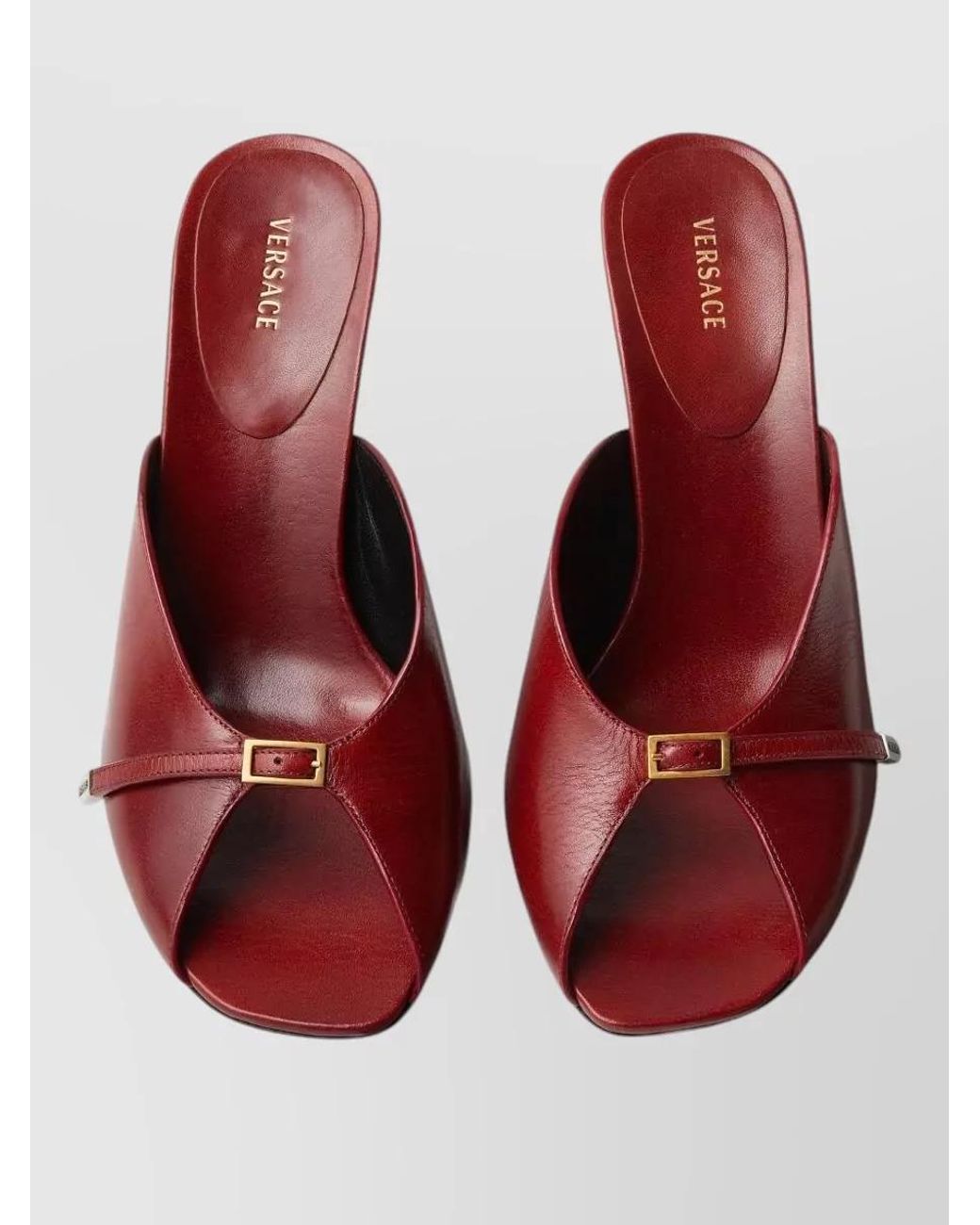 Versace Red Leather Mules