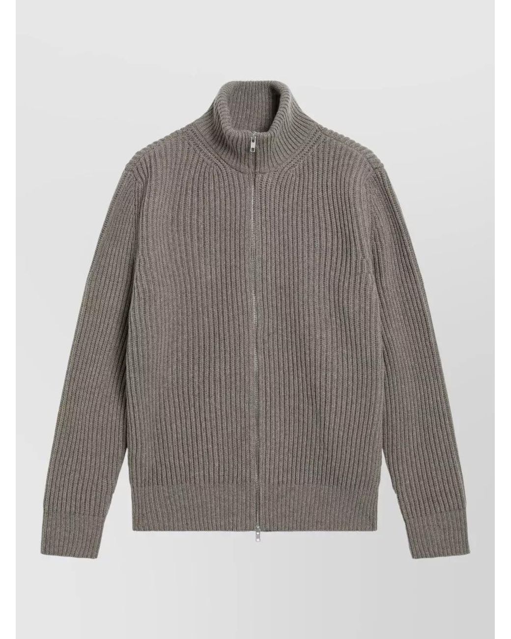 MM6 by Maison Margiela Gray Ribbed Zip High Neck Wool Blend Cardigan for men