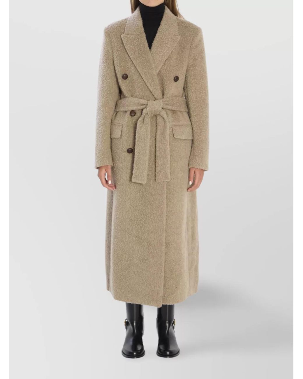 Golden Goose Deluxe Brand Natural Double-Breasted Belted Coat