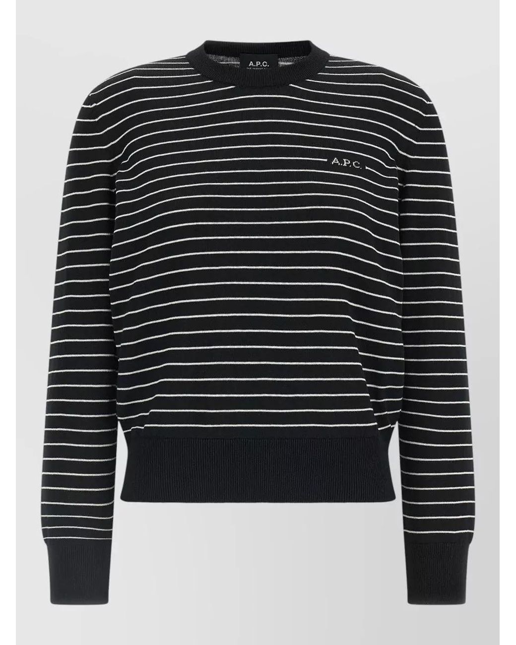 A.P.C. Black Striped Cotton Crewneck Sweater