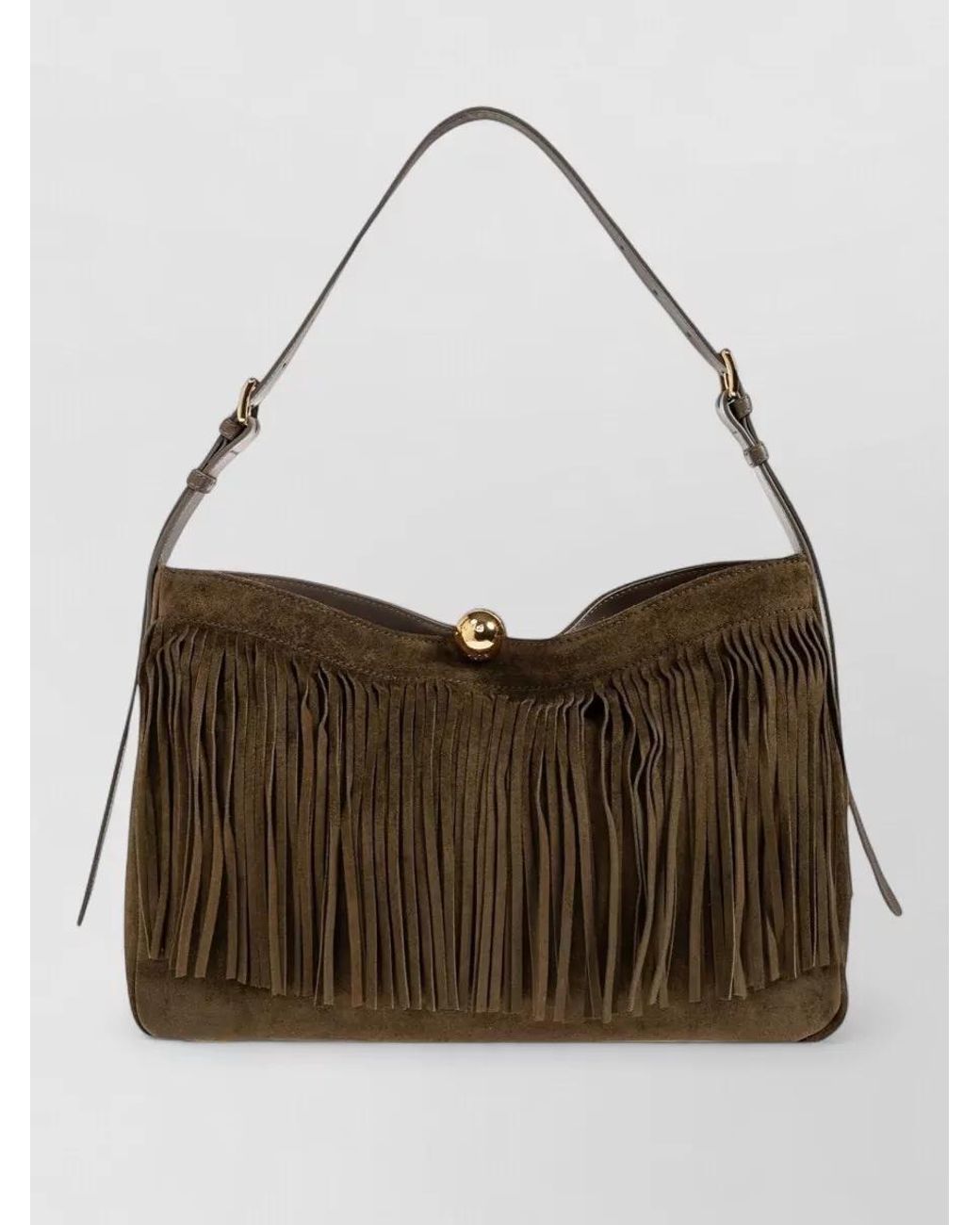 Furla Brown Na Leather Fringed Shoulder Bag
