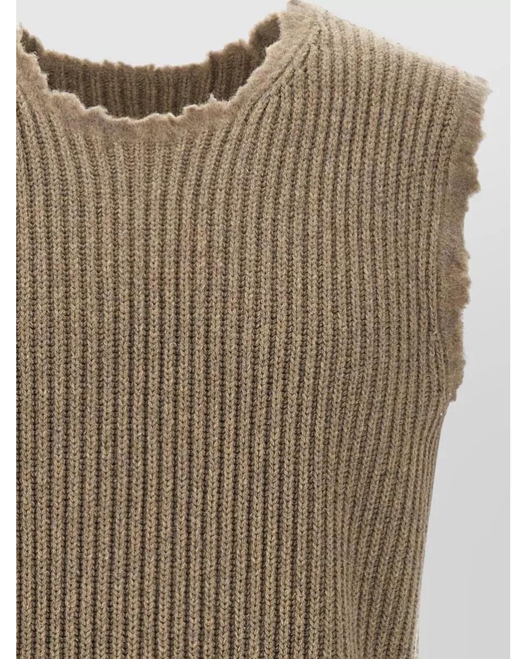 MM6 by Maison Margiela Natural Ribbed Wool Blend Vest for men
