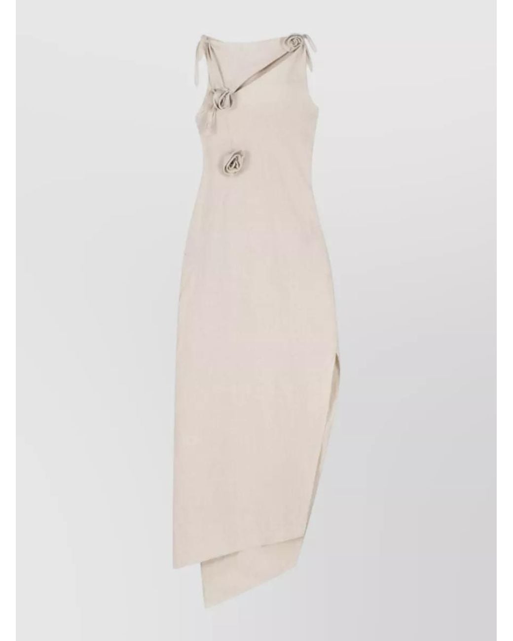 Coperni White Linen Sleeveless Asymmetric Maxi Dress