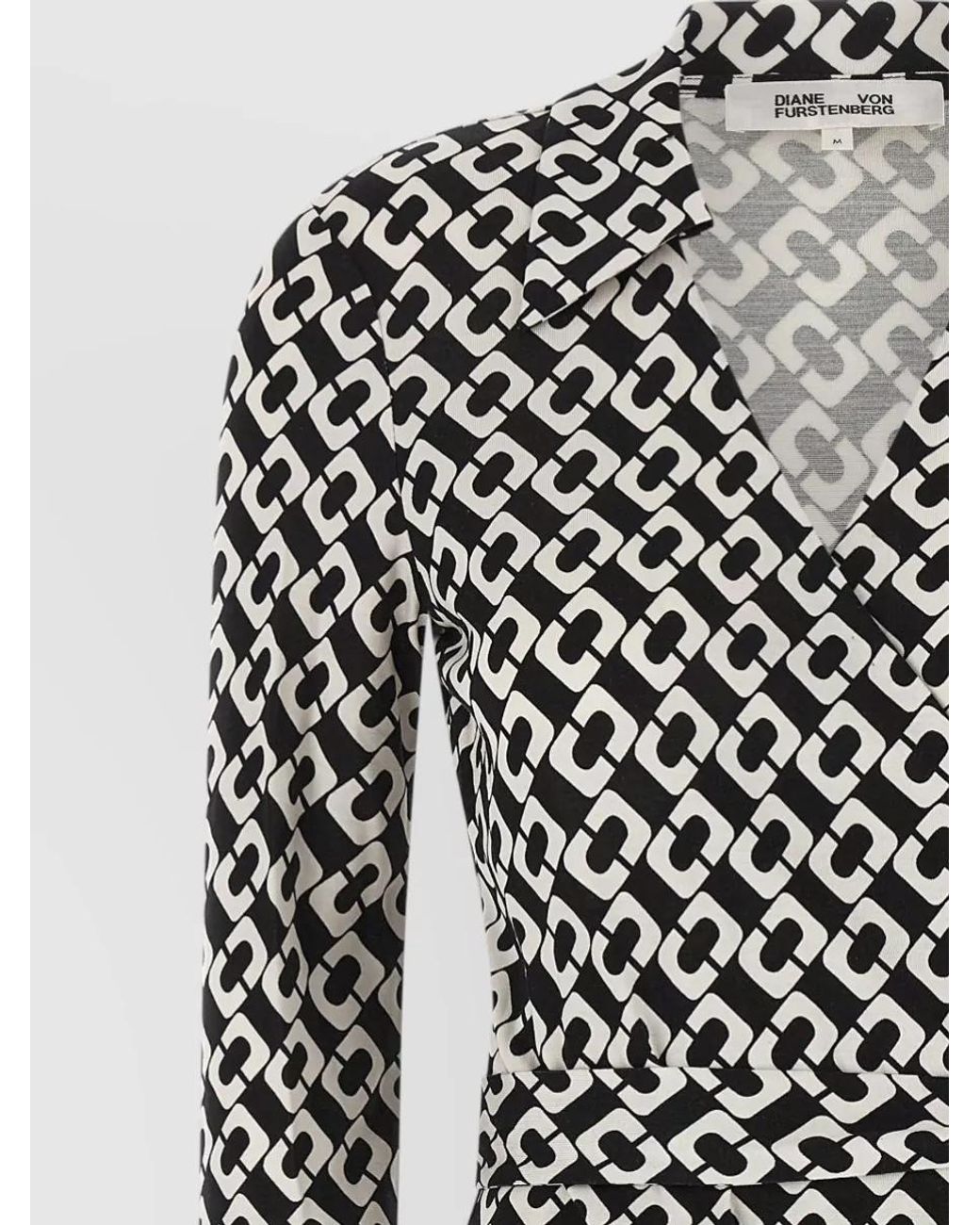 Diane von Furstenberg White Silk Printed Wrap Midi Dress