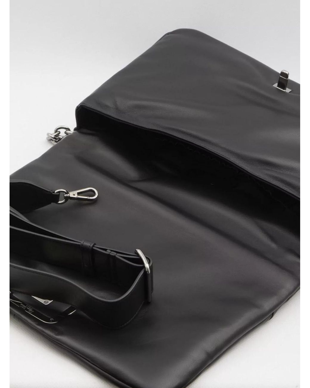 Roger Vivier Black Leather Draped Large Shoulder Bag