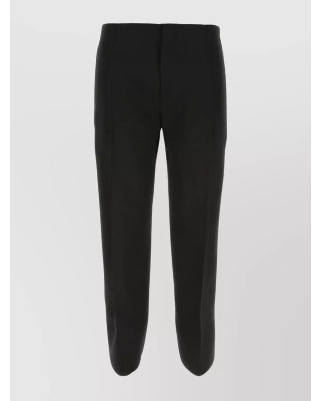 Bottega Veneta Black Wool Cropped Straight-Leg Trousers