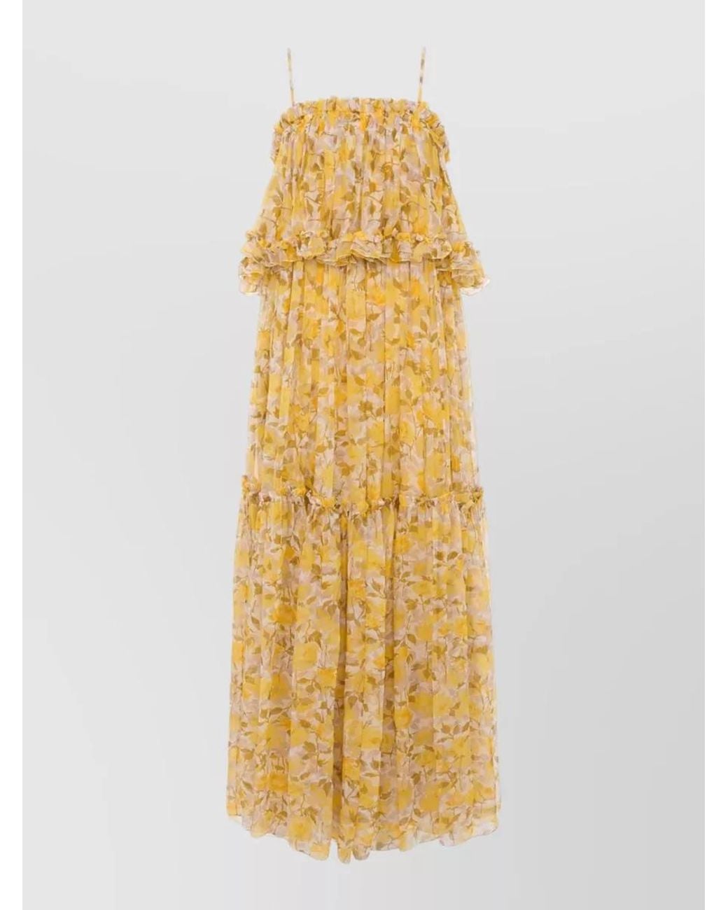 Chloé Metallic Silk Ruffled Maxi Dress
