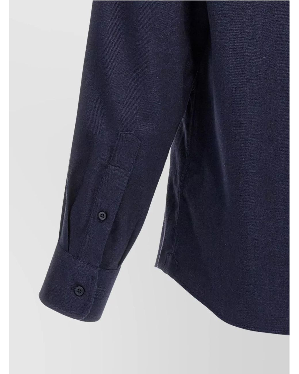 Brunello Cucinelli Blue Cotton Blend Herringbone Shirt for men