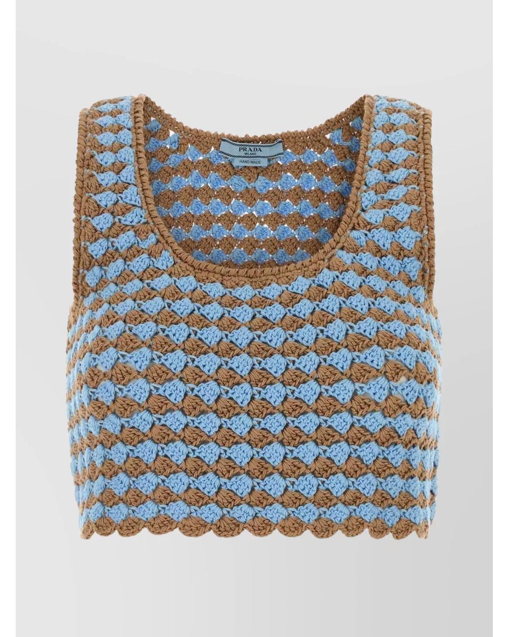 Prada Blue Tow-Tone Crochet Crop Top