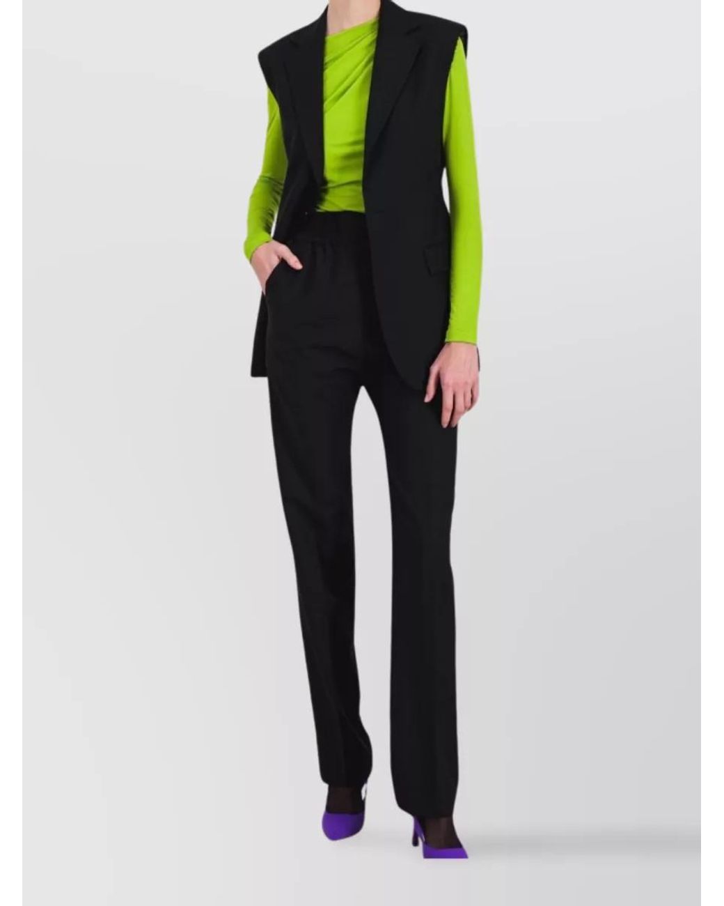 Atlein Black Wool High-Rise Straight-Leg Tailored Trousers