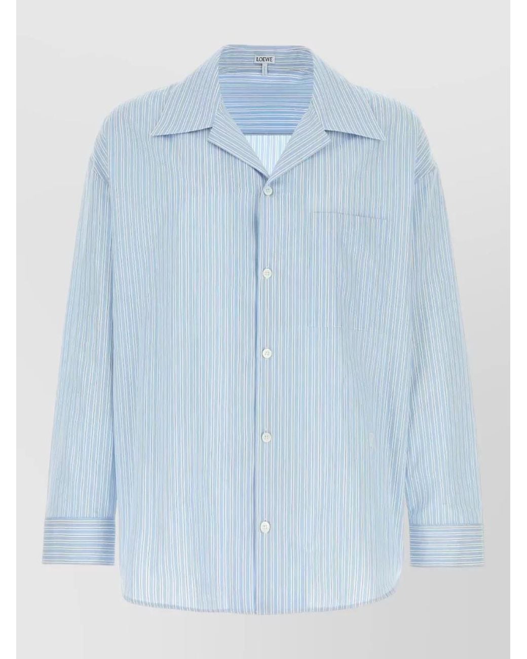 Loewe Blue Embroidered Cotton Shirt for men