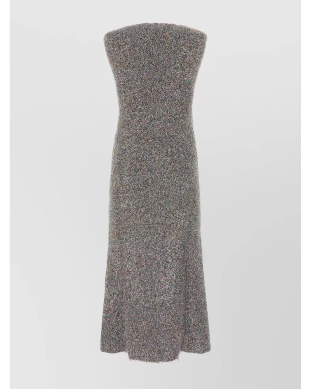 Jil Sander Gray Sleeveless Crew-Neck Flared Midi Dress