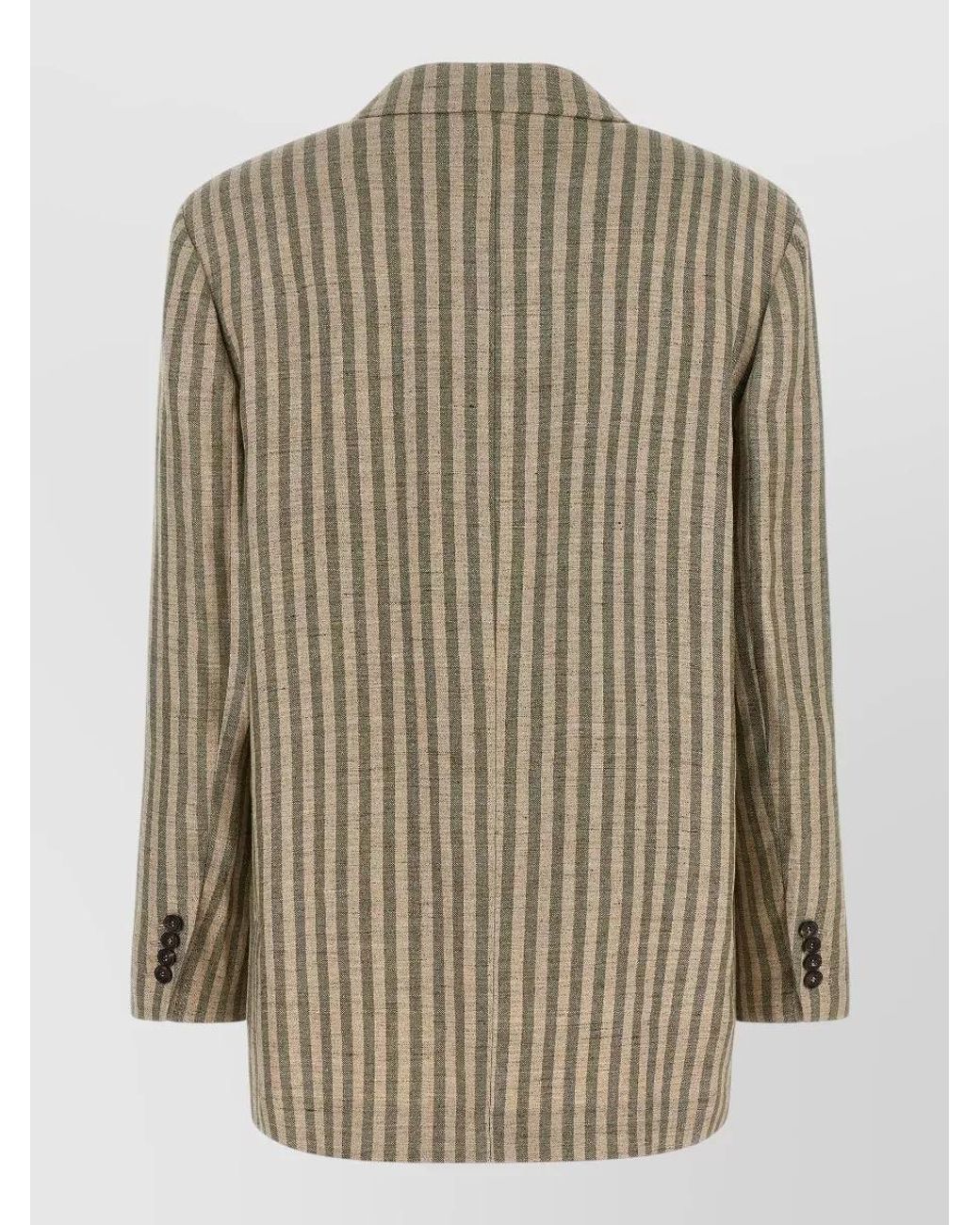 Brunello Cucinelli Natural Striped Single-Breasted Blazer