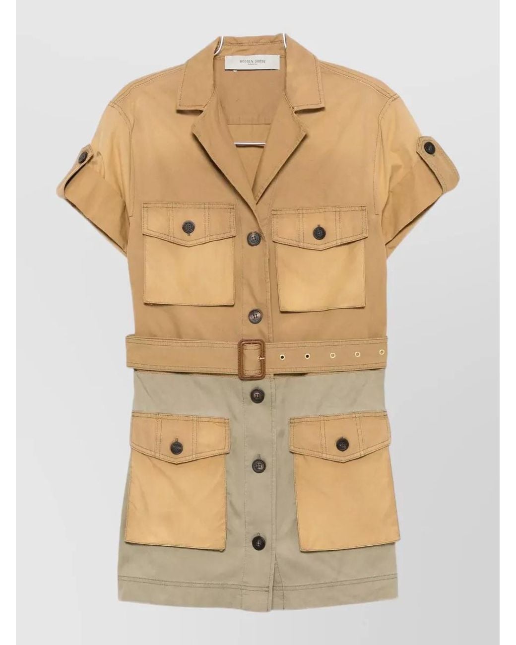 Golden Goose Deluxe Brand Natural Cotton Belted Mini Shirt Dress