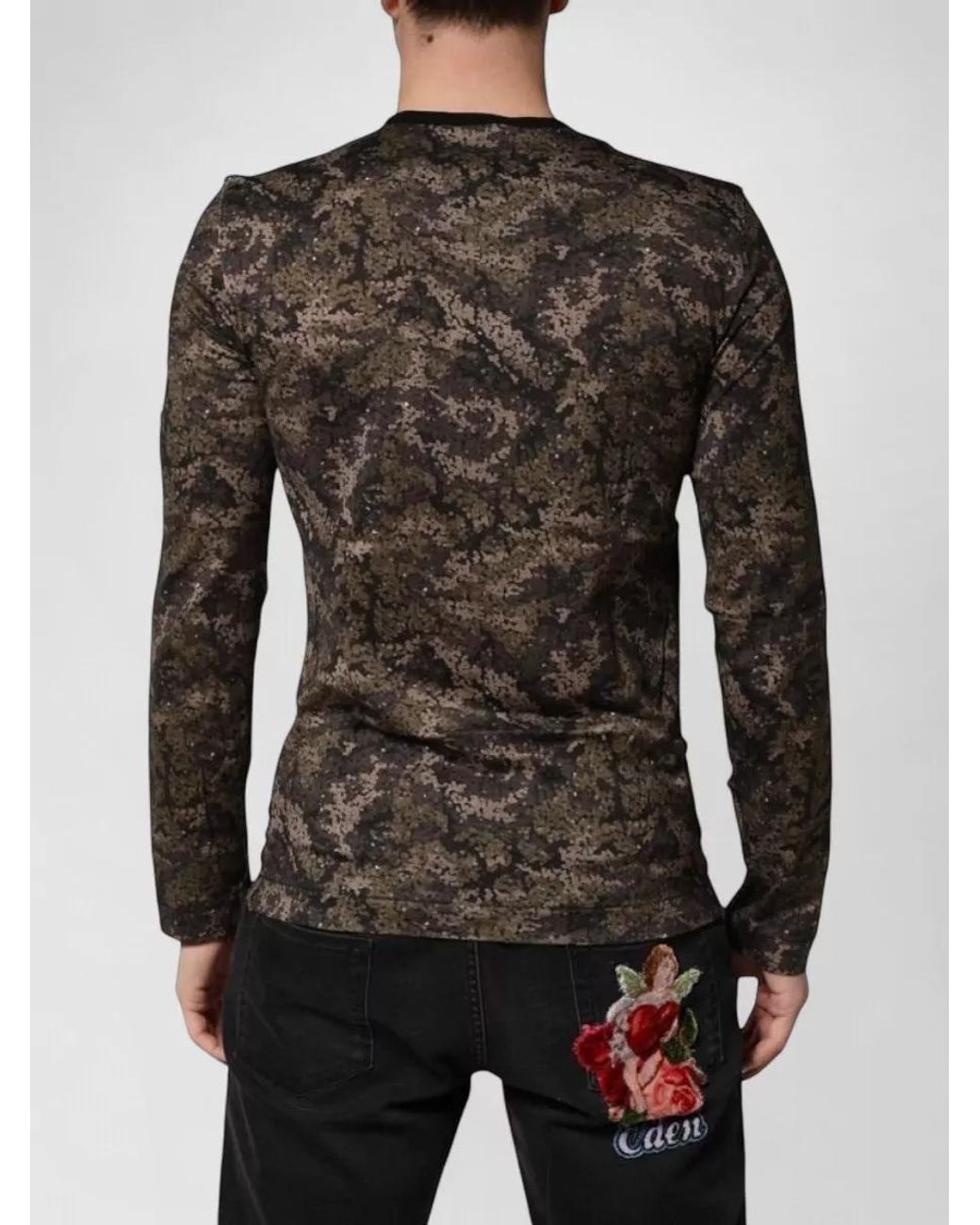 Dolce & Gabbana Black Camouflage Long Sleeves T-Shirt for men