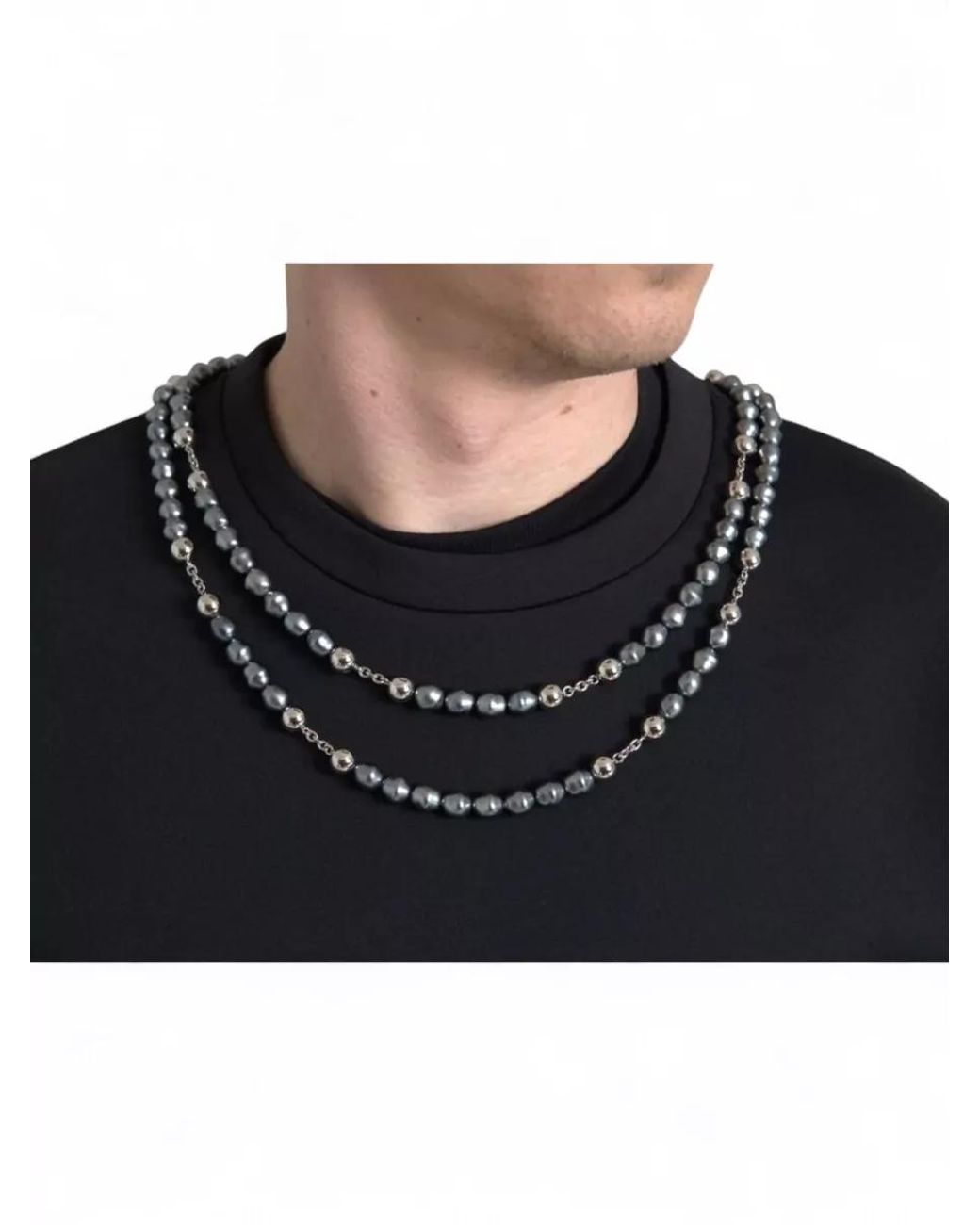 Dolce & Gabbana Black Necklace Embellished T-Shirt for men