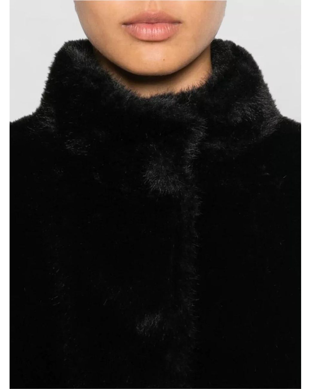 Herno Black Silk Cashmere Faux Fur Puffer Jacket