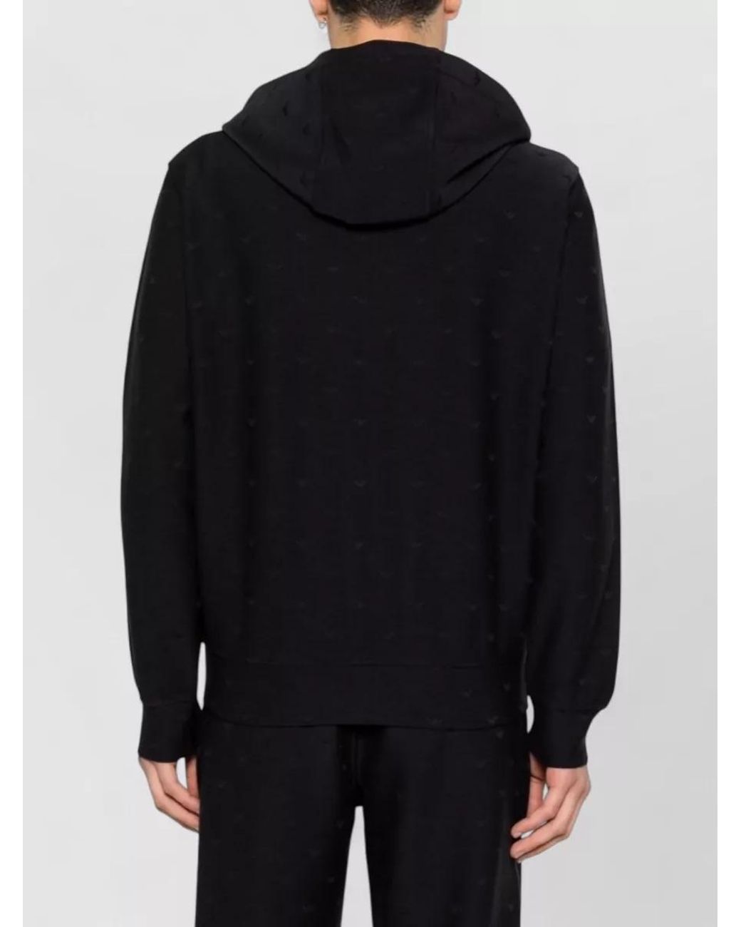 Emporio Armani Black Cotton Blend Hoodie for men