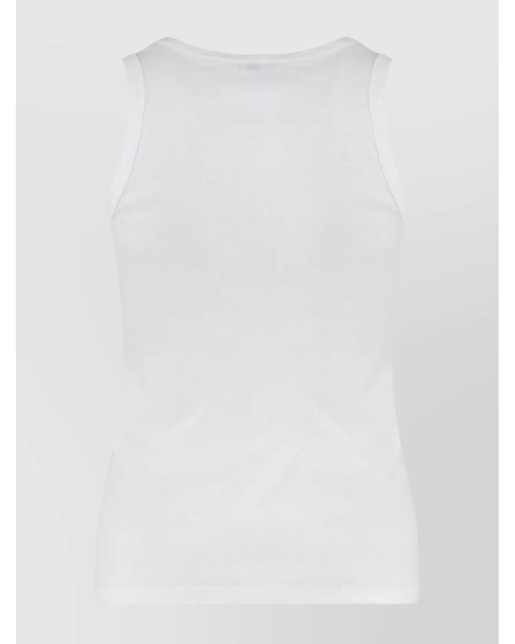 Saint Laurent White Ribbed Cotton Tank Top Vests & Tops