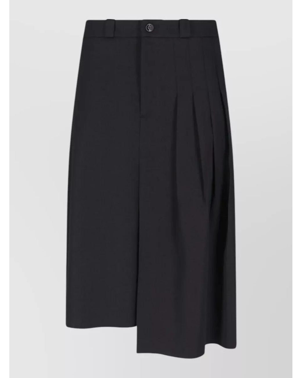 Our Legacy Black Virgin Wool Asymmetric Pleated Midi Skirt