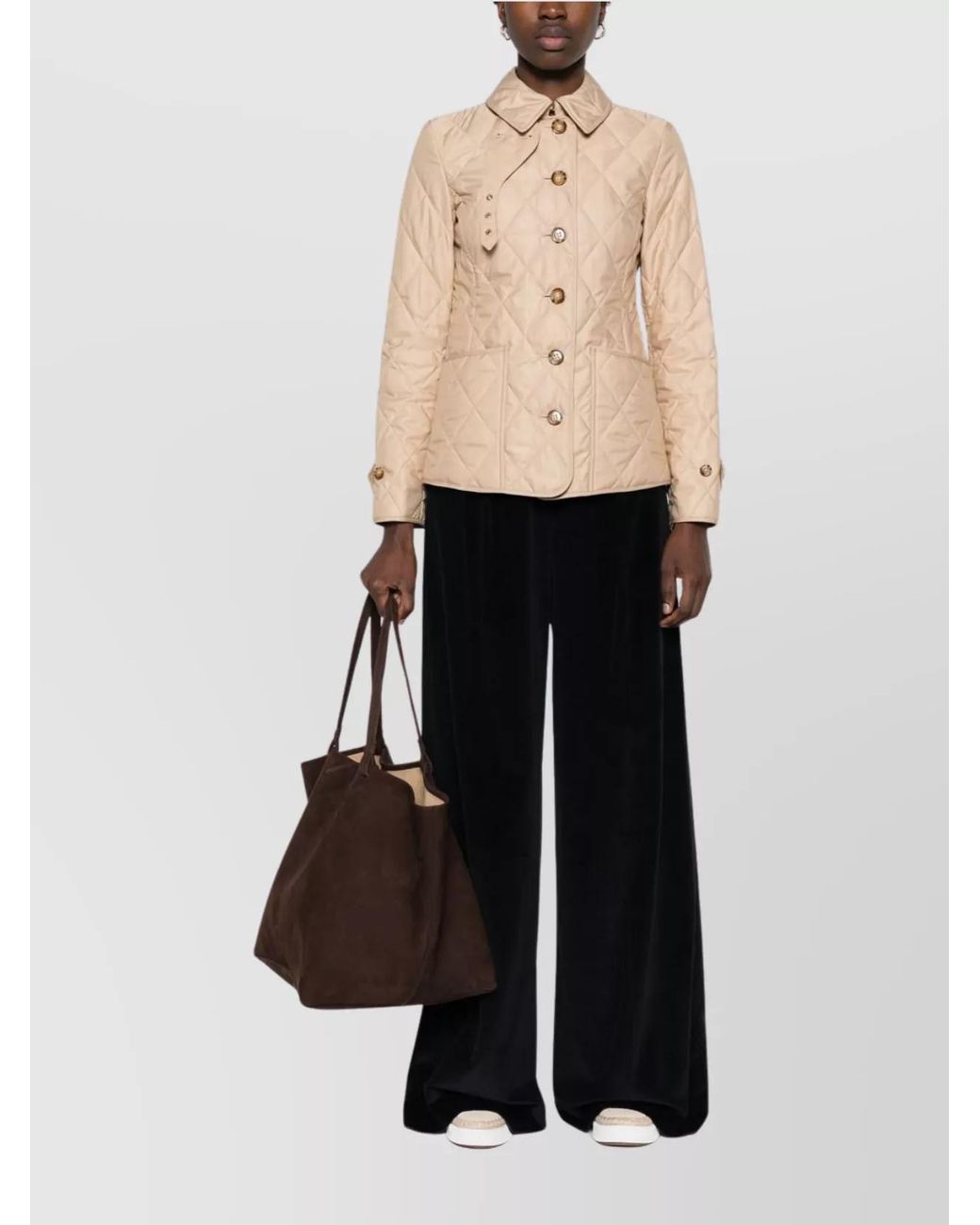 Burberry Natural Quilted Single-Breasted Jacket