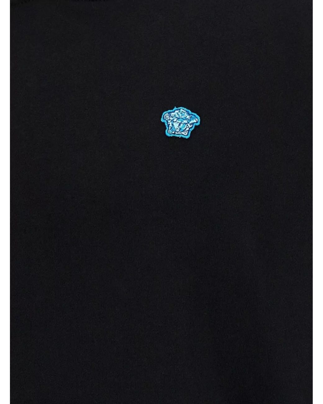 Versace Blue Cotton Medusa Patch Hoodie for men