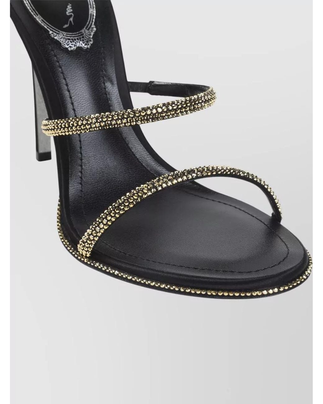 Rene Caovilla Gray Crystal-Embellished Satin High-Heel Sandals