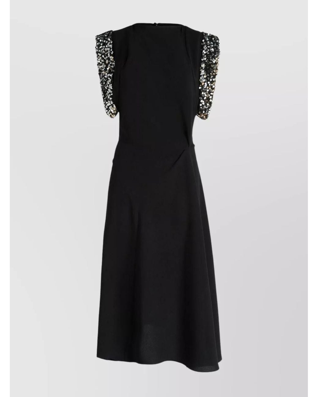 Isabel Marant Black Sequin-Embellished Asymmetric Midi Dress