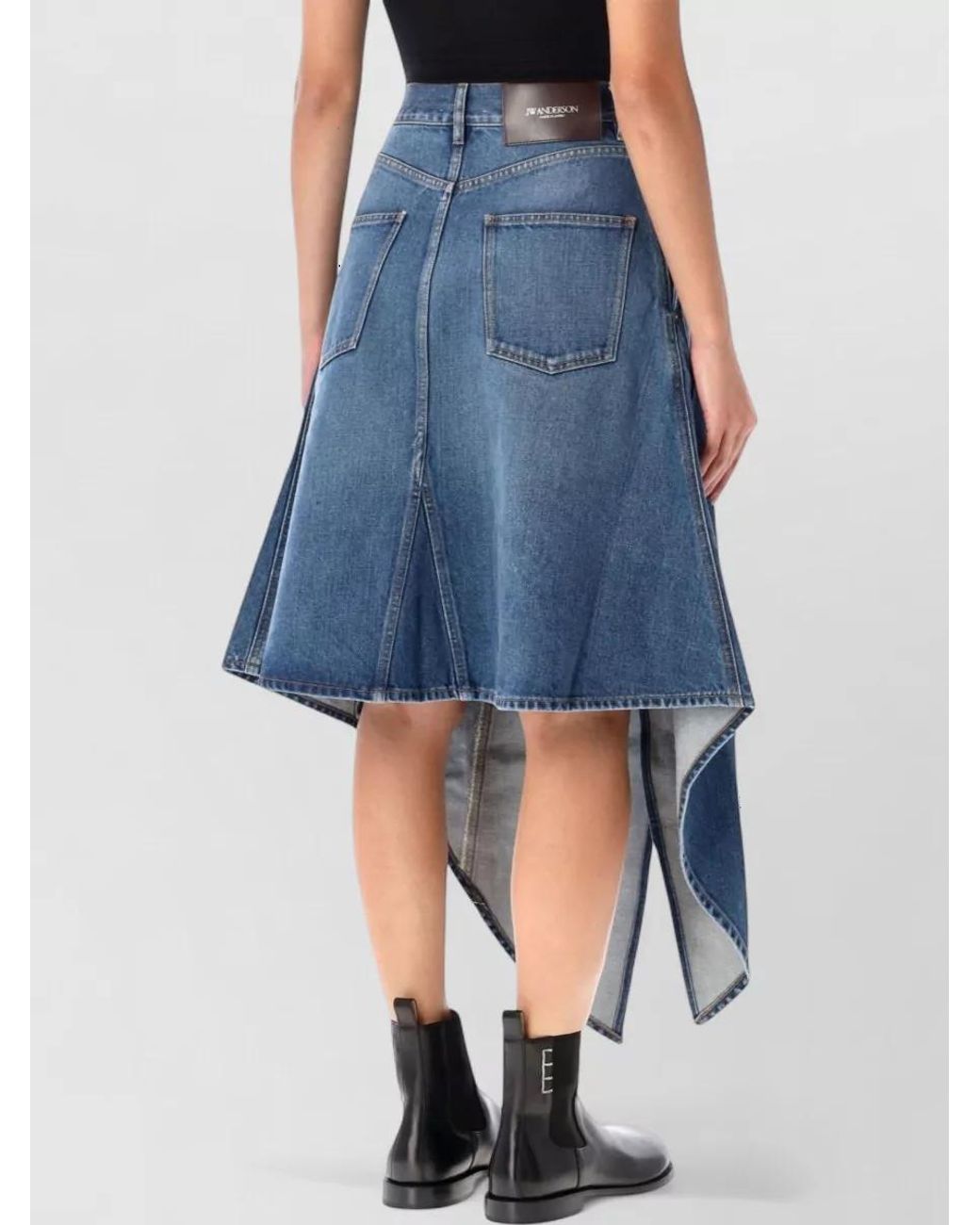 J.W. Anderson Blue Denim Asymmetric Draped Midi Skirt