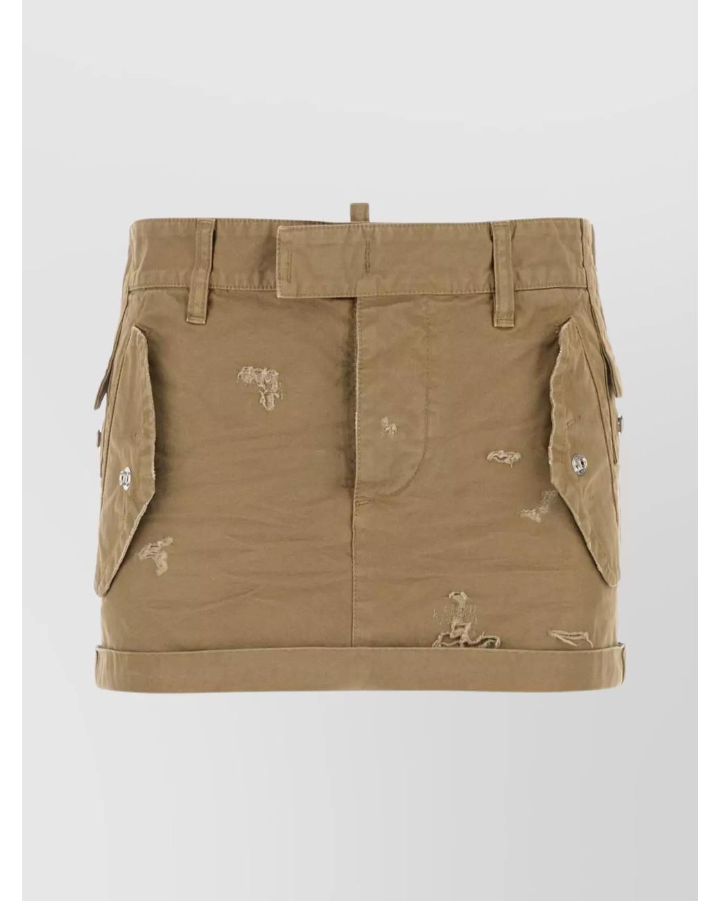 DSquared² Natural Cotton Canvas Mini Skirt