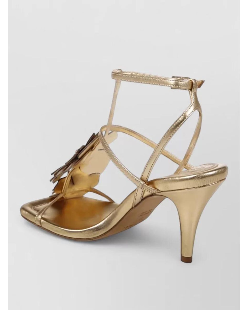 Zimmermann Metallic Leather Floral Appliqué High-Heel Sandals