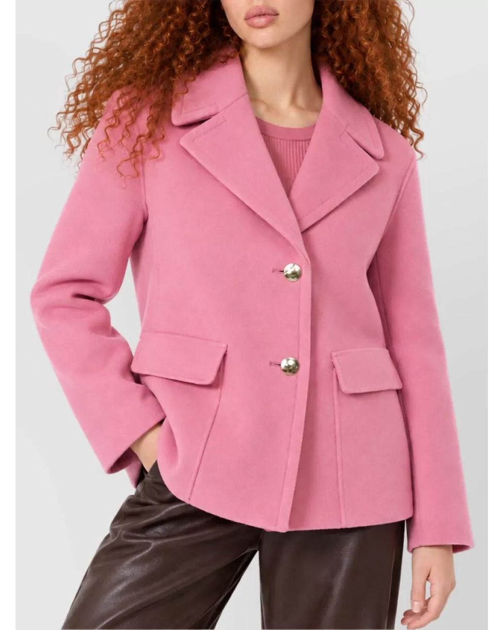Max Mara Pink Virgin Wool Single Breasted Coat